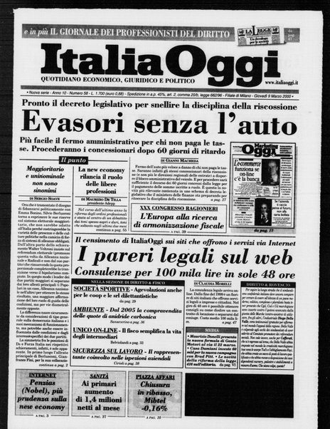 Italia oggi : quotidiano di economia finanza e politica